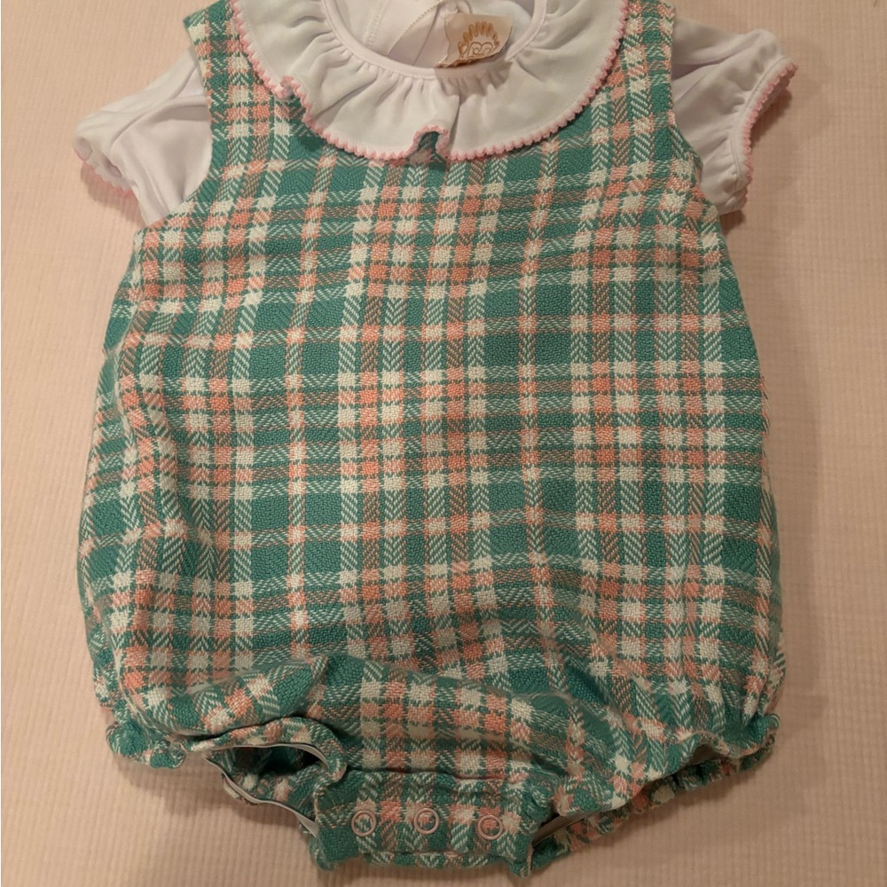 Baby Plaid Romper with Ruffled Collar